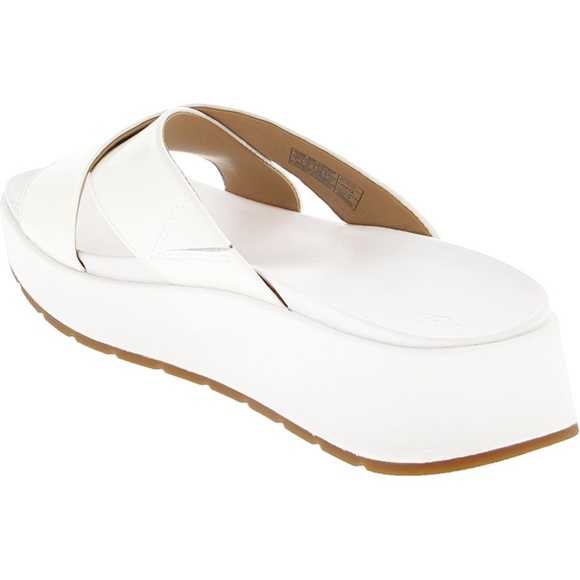 UGG Emily Slide Cross Strap Sandals White Patent Leather Platform Slip On 7.5 - Picture 4 of 12